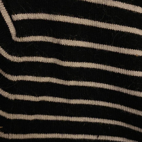 Philosophy black & cream striped stretch sweater, 3/4 sleeves, exposed back zip - Picture 3 of 7